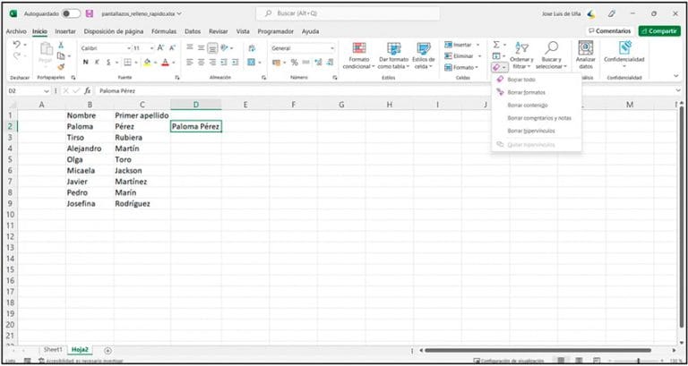 La herramienta de relleno automático de Excel