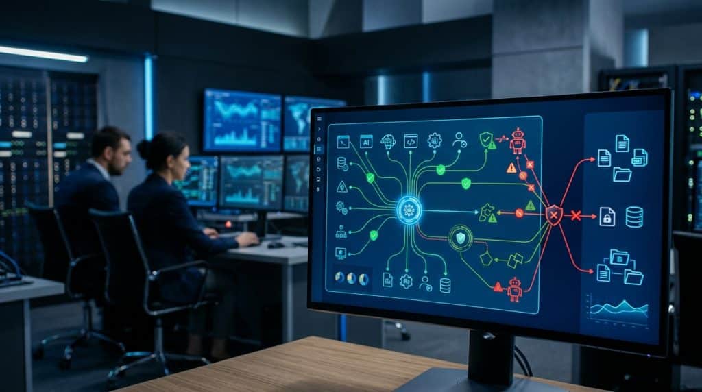 Shadow AI: pantalla de seguridad que detecta agentes de IA no autorizados y bloquea su acceso a documentos y datos